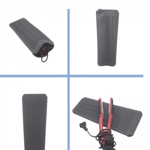 저항성 실리콘 매트 파우치, 휴대용 내열 커버 파우치 여행 헤어 컬러 컬링 아이언, 헤어 스트레이트너, 컬링 지팡이 저장을위한 비 슬립 매트